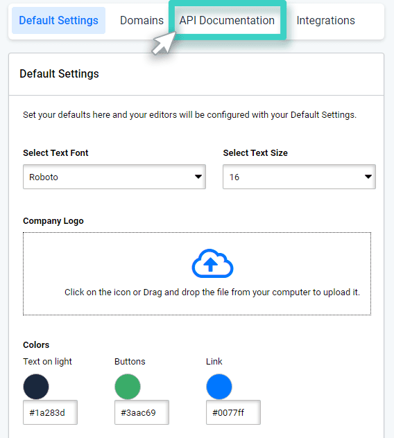 MainBrainer API documentation MainBrainer, API documentation tab