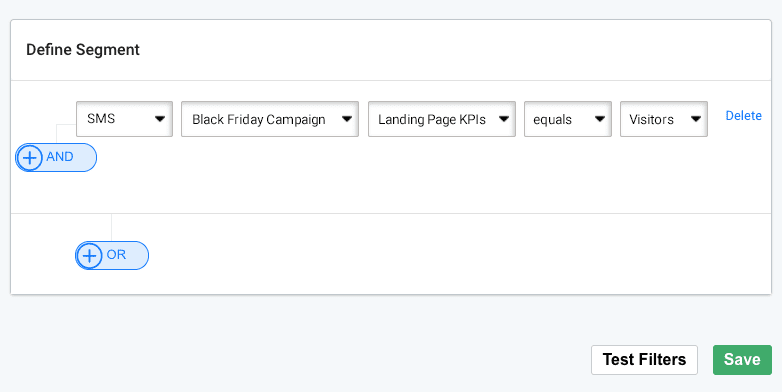 Marketing campaign, excluding contacts. Define a segment section