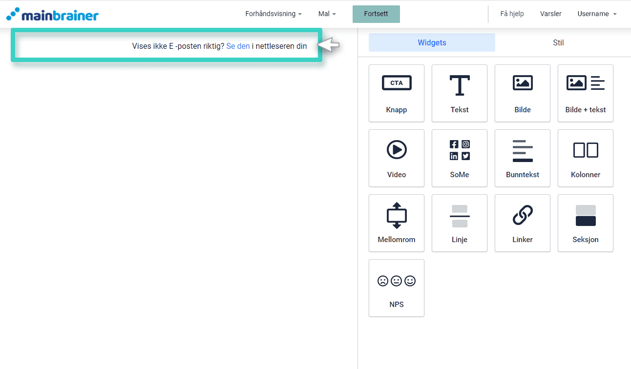 Email link widget E-postskaper, koblingsmodul. E-post viser ikke riktig lenke lagt til