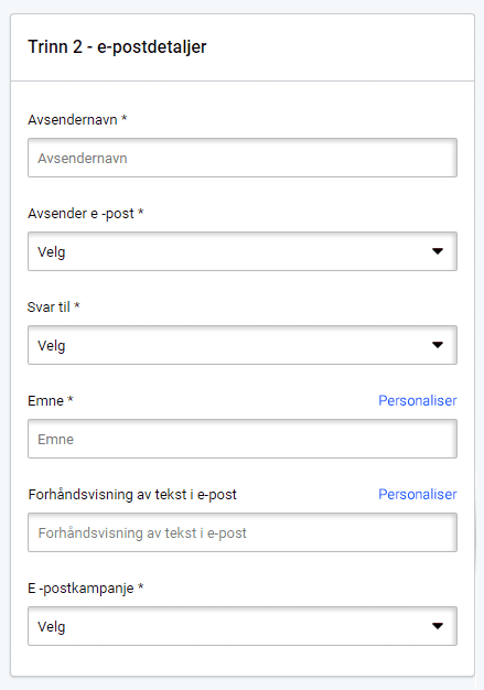 Email distribution settings E-postskaper, distribusjonsinnstillinger for e-postkampanjer
