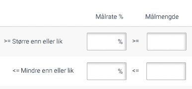 Email sending goals E-post sende mål. Sett mål etter målprosentandeler eller målmengde
