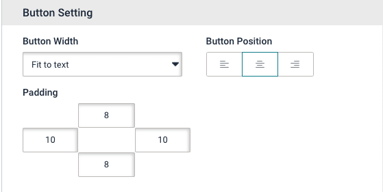 Email button formatting Email creator, button widget. Button formatting options are highlighted