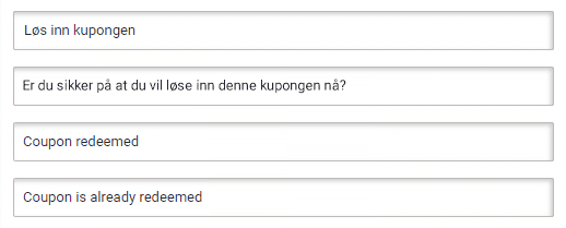Angi kuponghandlingsdetaljer for landingssiden