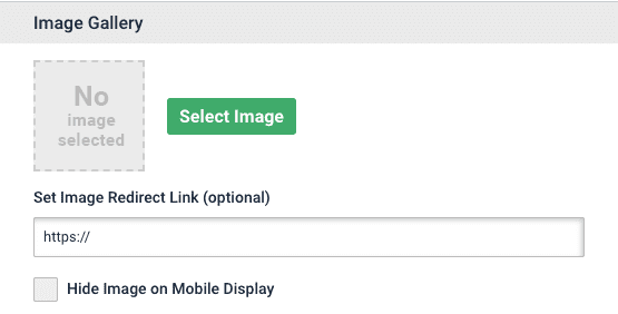 Landing page image gallery Landing page image widget, select image