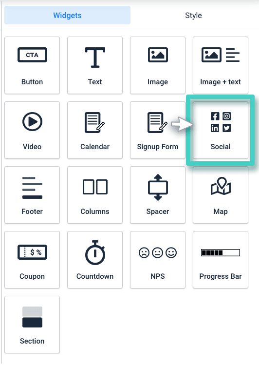 Landing page social widget Landing page builder social media widget for facebook, instagram, linkedin and twitter