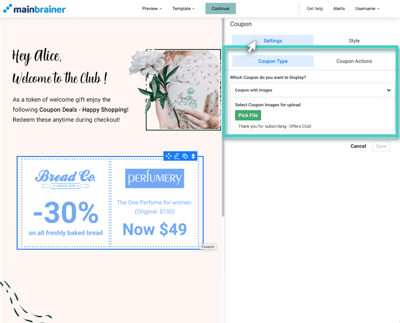 Landing page coupon settings Coupon upload and settings for landing page coupon validity