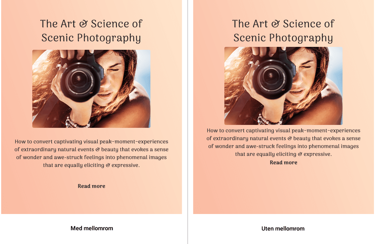 Eksempelbilde som viser brukbarheten til avstandsmodulen for en landingsside