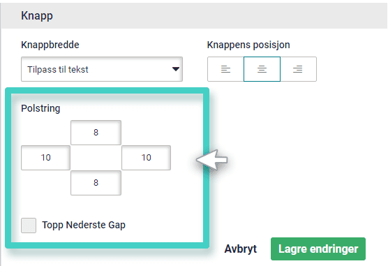 Landing page button padding Stilalternativer for knapper for å opprette landingssider