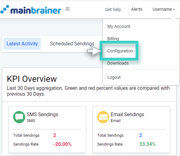 MainBrainer configuration menu MainBrainer, Configuration menu
