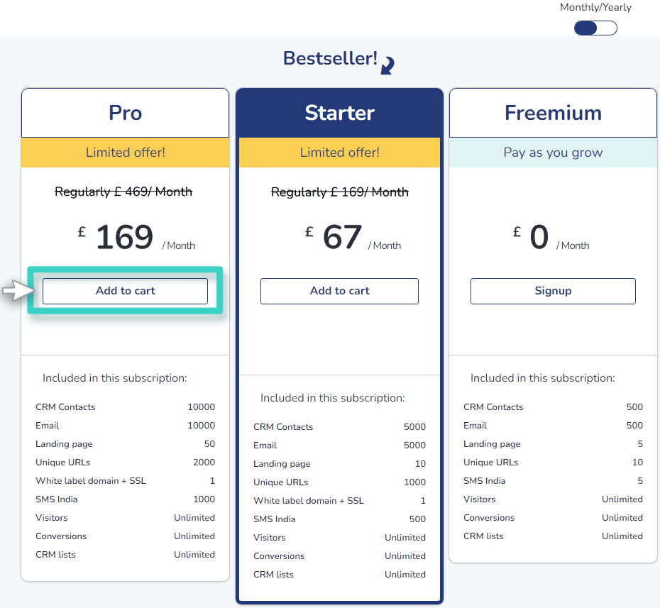 MainBrainer pricing plan Choose a MainBrainer subscription plan and add to cart