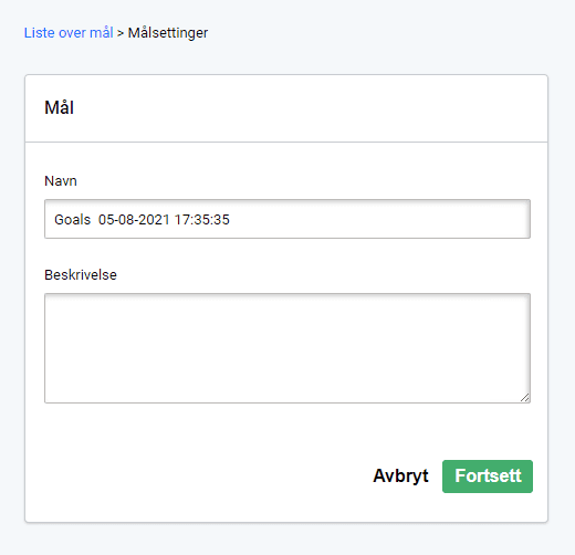 Email name and description Mål for e-post sending, forrige kampanje. Navngi og beskriv målet ditt