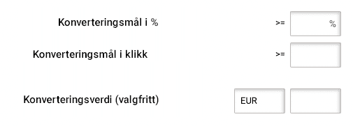 Sett mål med enten målfrekvensprosent eller målmengde