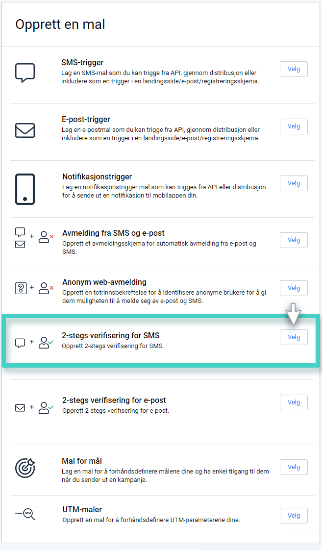 Double opt-in SMS button SMS-kampanje dobbel opt-in. SMS-dobbeltvalg-knappen er uthevet
