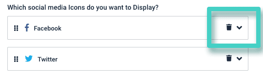 Landing page social media icons display Landing page social media, settings tab. Choose what platforms to show