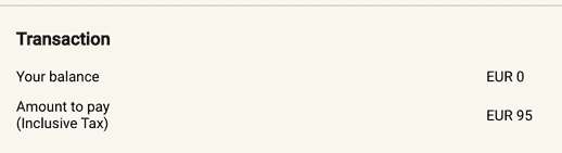More resources than included, transaction. Amount to pay