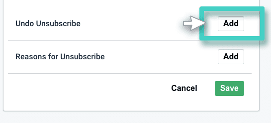Add undo unsubscribe button SMS and email unsubscribe template. The add undo unsubscribe button is highlighted