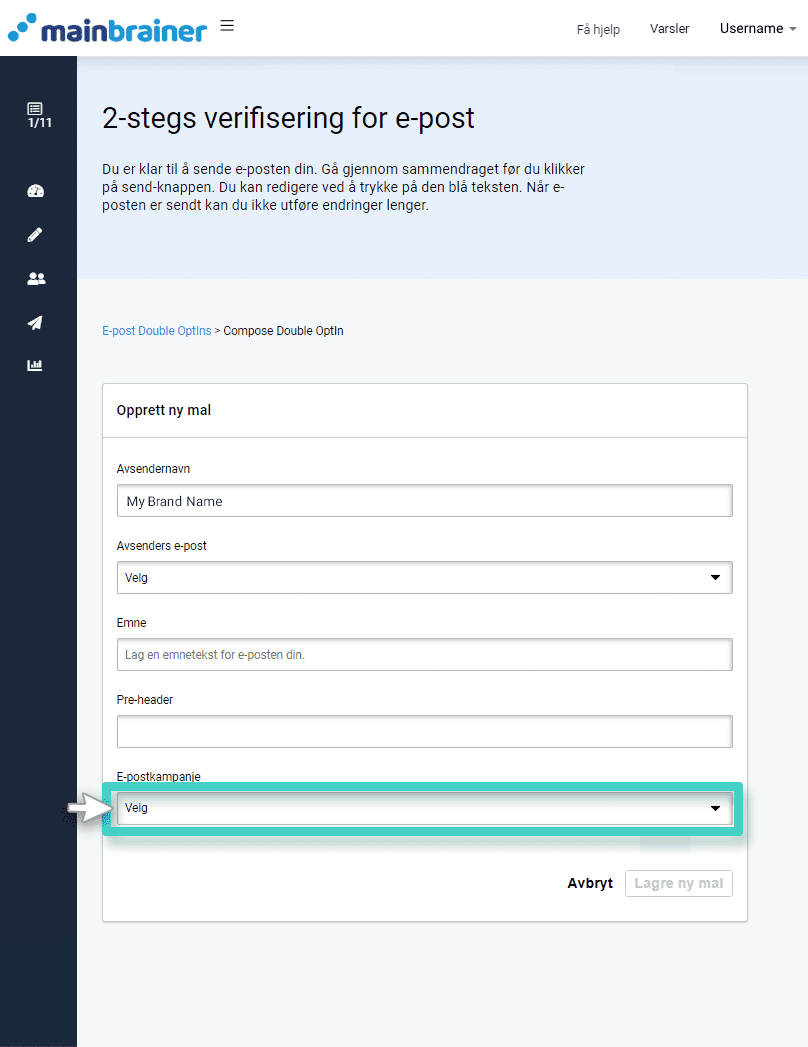 Dobbeltvelg e-postregistreringer, velg e-postkampanje