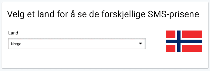 Select country for SMS prices Faktureringsdelen, fanen gjeldende bruk. Velg et land for SMS-priser