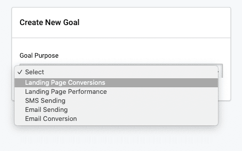 Goal purpose conversion goals Landing page conversion goals. Goal purpose, landing page conversions is selected