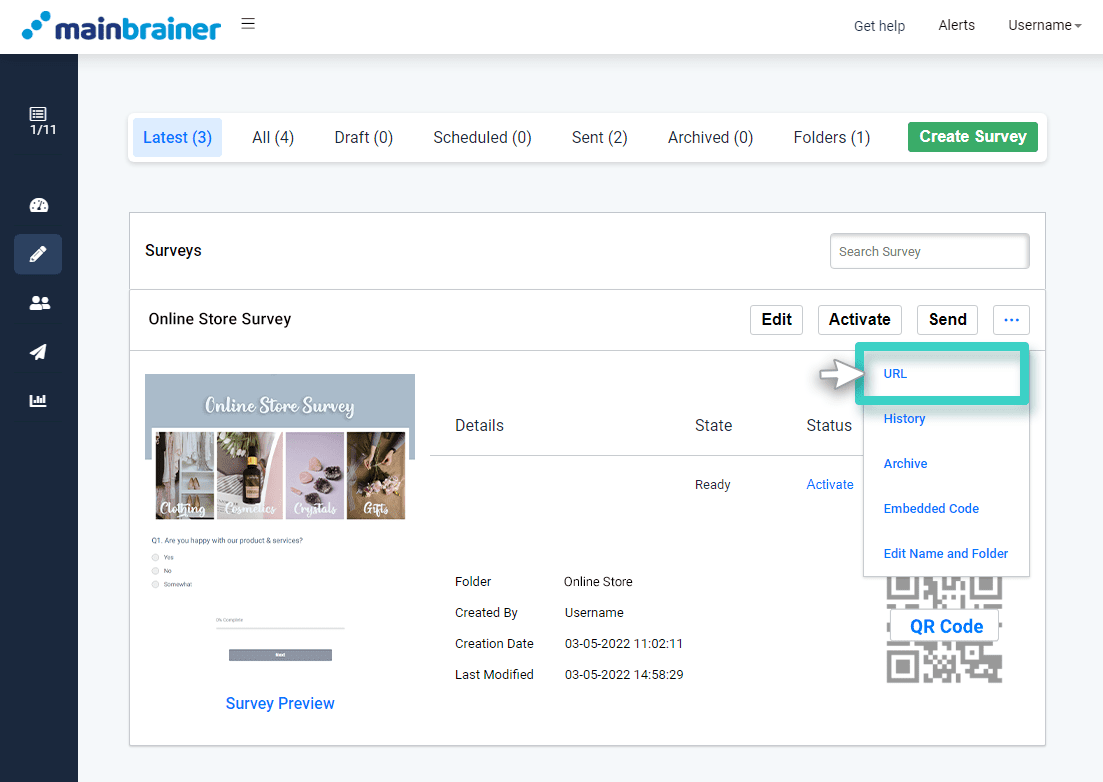 Survey URL Survey manager, Survey URL