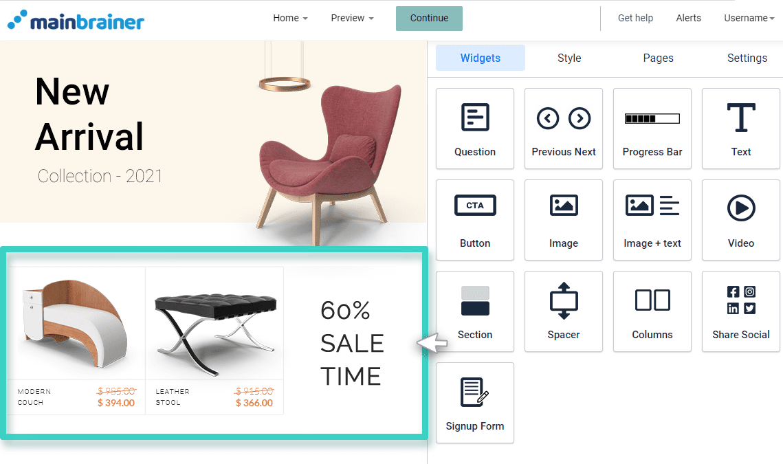 Survey column elements Add functional elements within your specified column widget