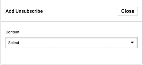 SMS Survey opt-out section SMS with Survey unsubscribe options. Add unsubscribe and select content