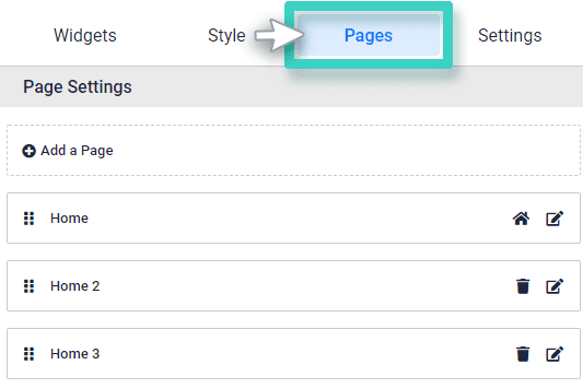 Survey Pages tab Survey Pages. The Pages tab is highlighted