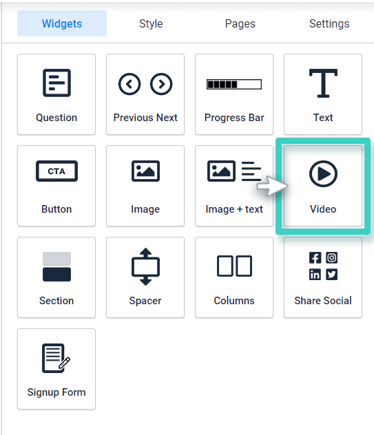 Survey video widget Survey creator drag and drop video widget