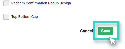 Landing page coupon widget save button Save button for coupon widget is highlighted