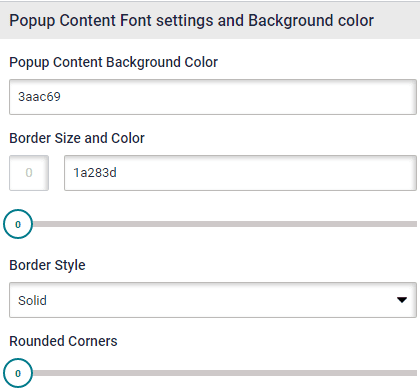 Coupon Widget popup Popup Content font settings and background color