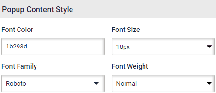 Coupon Widget Popup setting Landing page coupon widget popup content style