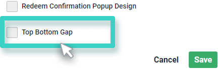 Coupon Widget top bottom gap Top Bottom Gap for popup content setting is highlighted