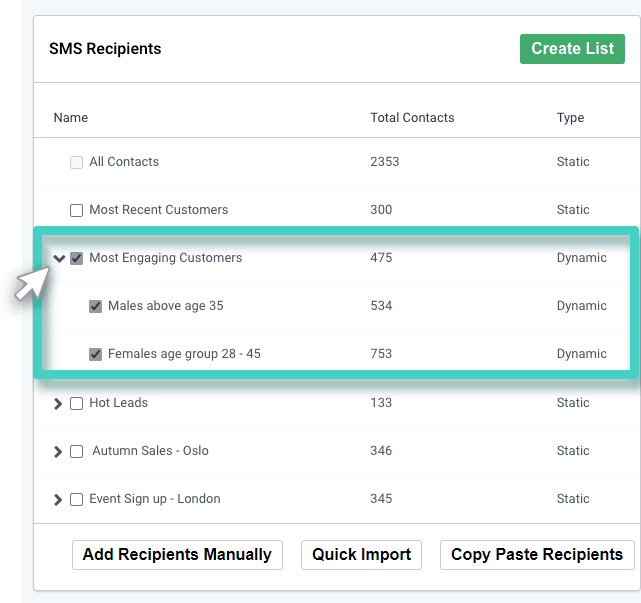 SMS campaign recipients SMS campaign recipients