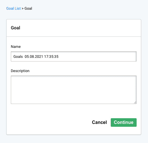 Email conversion goals, previous campaign. Name and describe your goal
