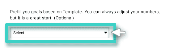 Email goals. Prefill goals from template. The drop down menu is highlighted