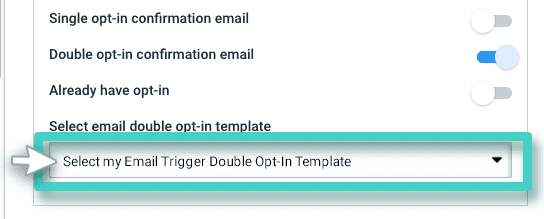Double opt-in email signup settings. Select email trigger double opt-in template