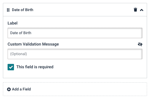 Customer signup rules, date of birth field settings