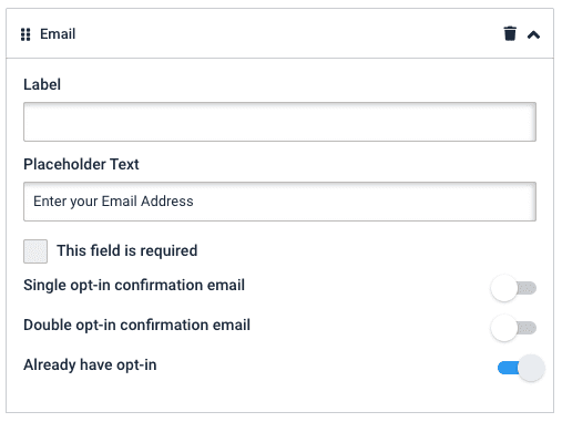Customer signup rules, email field settings