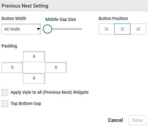 Survey Previous/Next setting. The setting tool is visible