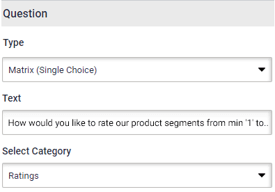Survey question button. Matrix button is visible