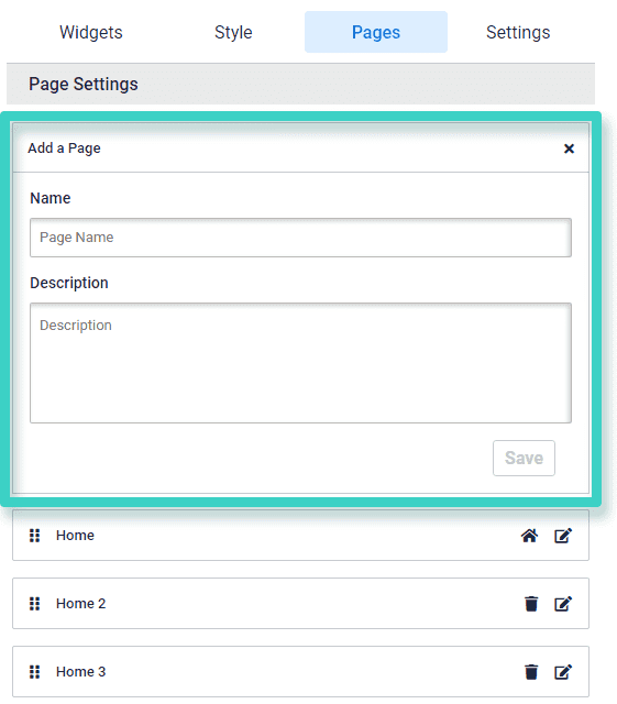 Survey Page setting. The page setting area is highlighted