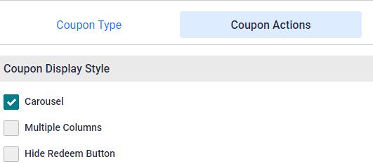 Coupon Display Style. The three options are visible