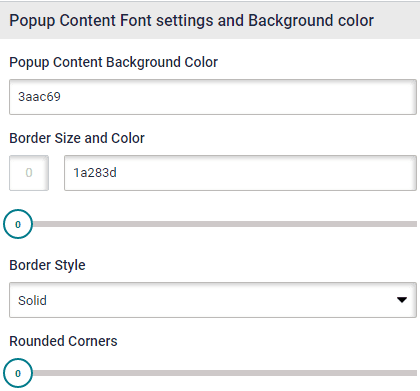 Popup Content font settings and background color