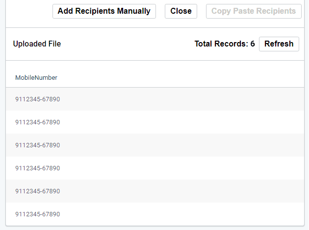 Quick Import Contact list. Total Records are visible